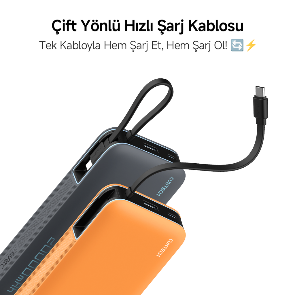 CUKTECH 25 Powerbank 20000 mAh | 55 W PD3.0 Hızlı Şarj | 2 Port (Type-C + USB-A) | Kompakt Taşınabilir Şarj Cihazı – Laptop, MacBook, iPhone, Samsung, Xiaomi ile Uyumlu