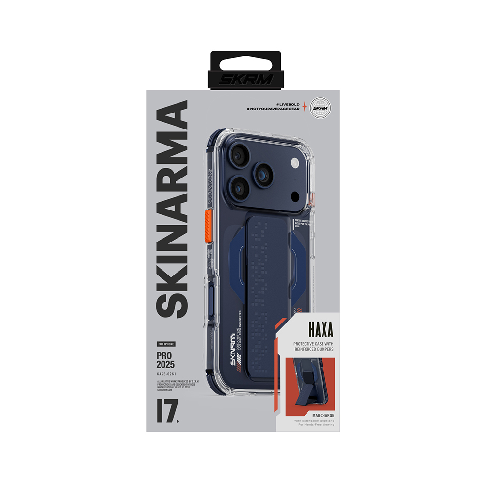 Apple iPhone 17 Pro Uyumlu Kılıf M-Safe Şarj Özellikli Airbag Tasarımlı Standlı Skinarma Haxa Kapak - 12