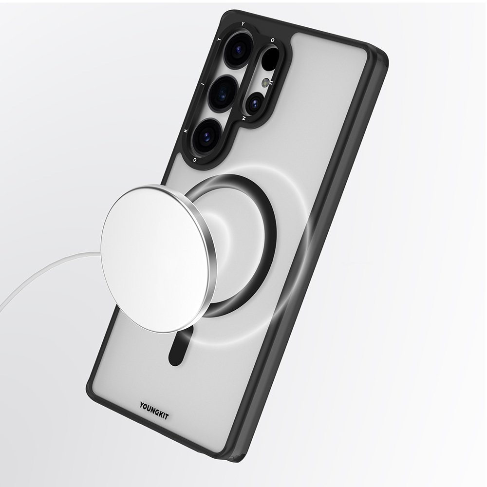 Samsung Galaxy S25 Ultra Uyumlu Kılıf M-safe Şarj Özellikli Cam Arka Yüzey TPU Youngkit Gemstone Serisi Kapak - 13