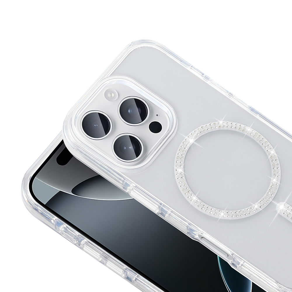 Apple iPhone 16 Pro Uyumlu Kılıf Taşlı Tasarım M-safe Şarj Özellikli Zore Koment Silikon Kapak - 4