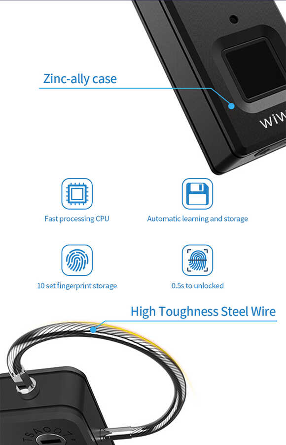 Wiwu S6 Parmak İzi Okuyuculu Asma Kilit - 2