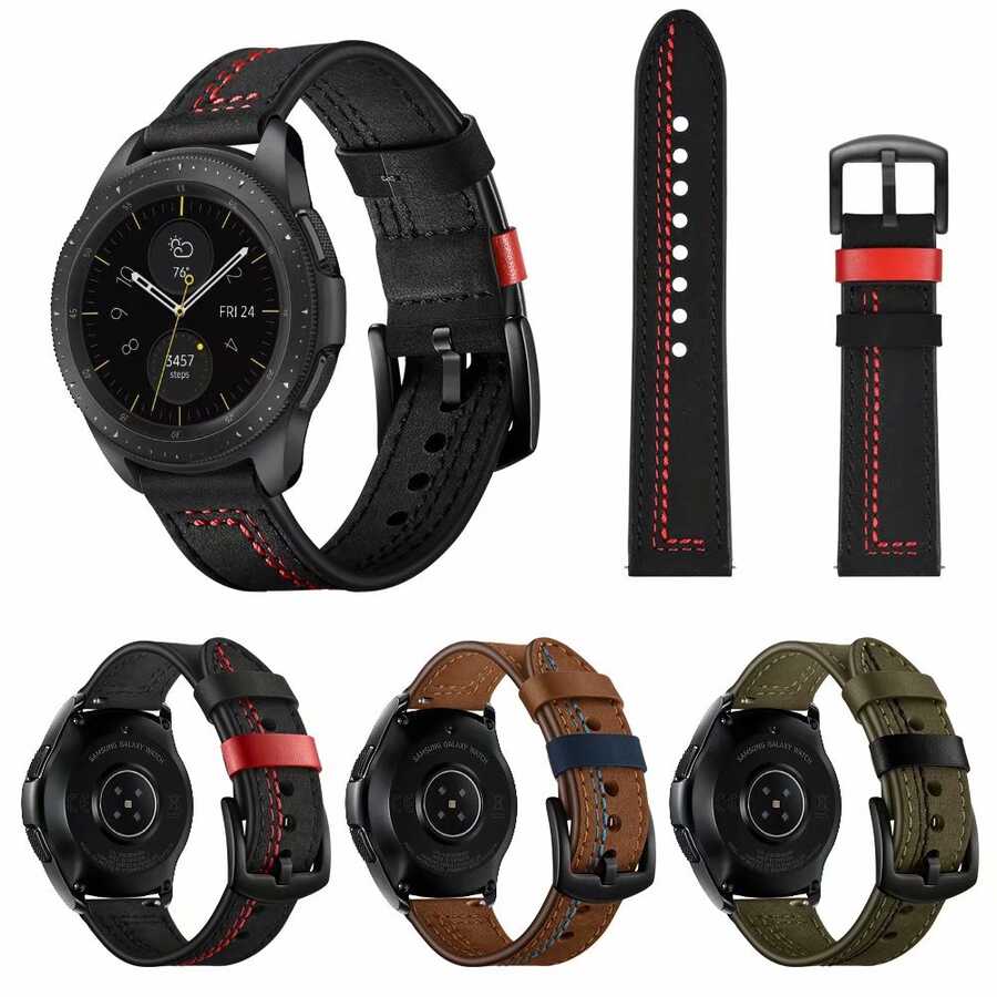 ​​Samsung Galaxy Watch 42mm Uyumlu (20mm) KRD-19 Deri Kordon - 7