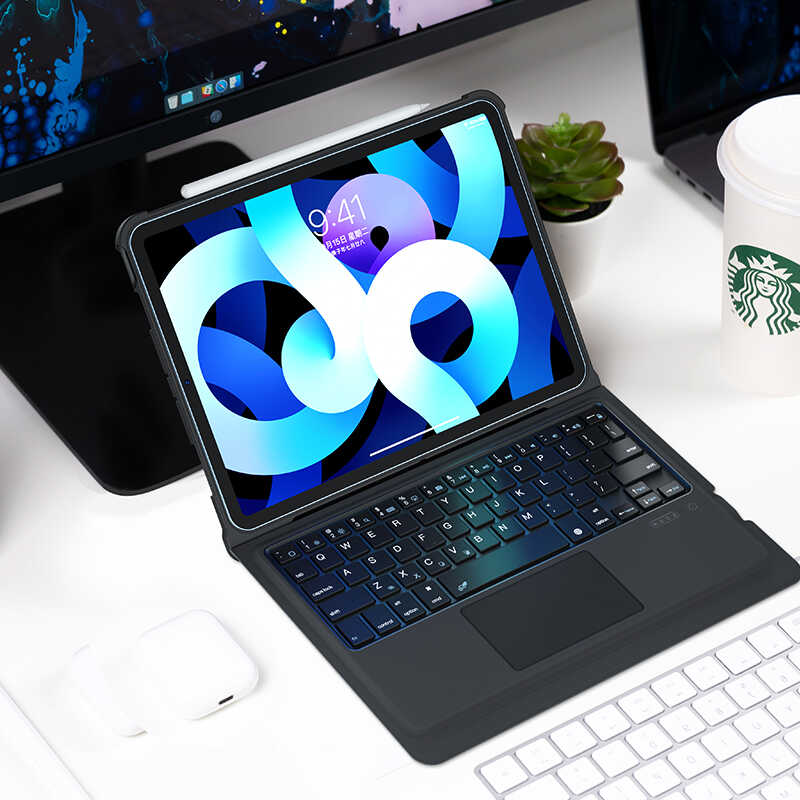 Apple iPad 10.2 Uyumlu (8.Nesil) Benks Multifunctional Kablosuz Klavyeli Kılıf - 3