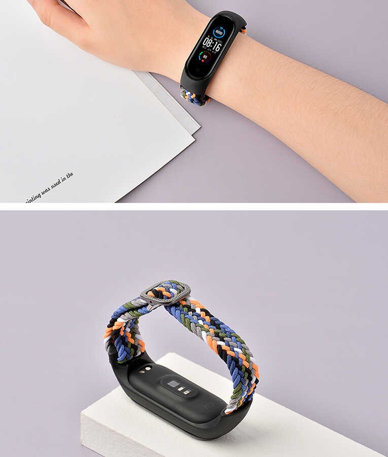 Xiaomi Mi Band 6 Uyumlu KRD-49 Örgü Kordon - 9
