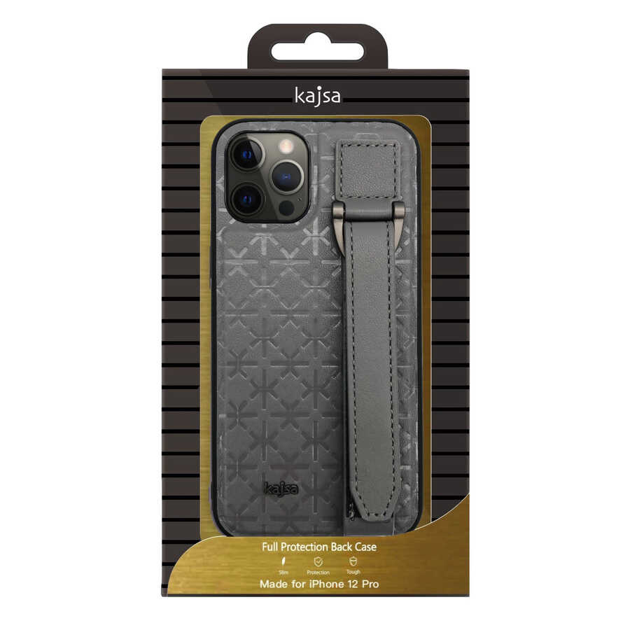 Apple iPhone 12 Pro Max Uyumlu Kılıf Kajsa Neo Clasic Serisi Mono K Strap Kapak - 1
