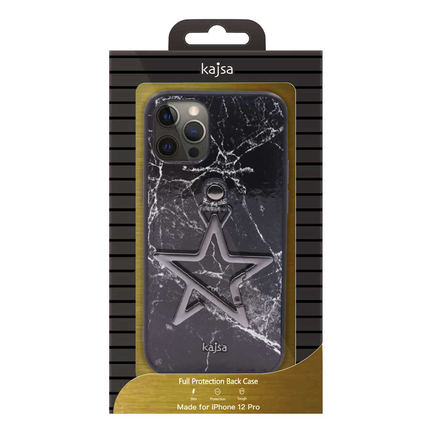 Apple iPhone 12 Uyumlu Kılıf Kajsa Starry Serisi Marble Kapak - 1