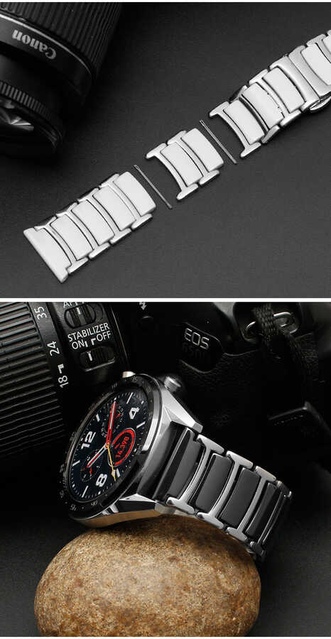 Huawei Watch GT 3 46mm Uyumlu Seramik Metal Kordon - 8