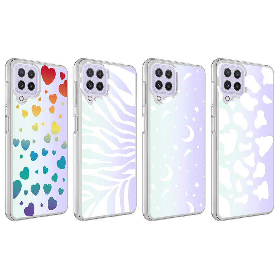 Samsung Galaxy A22 4G Uyumlu Kılıf Zore M-Blue Desenli Kapak - 1