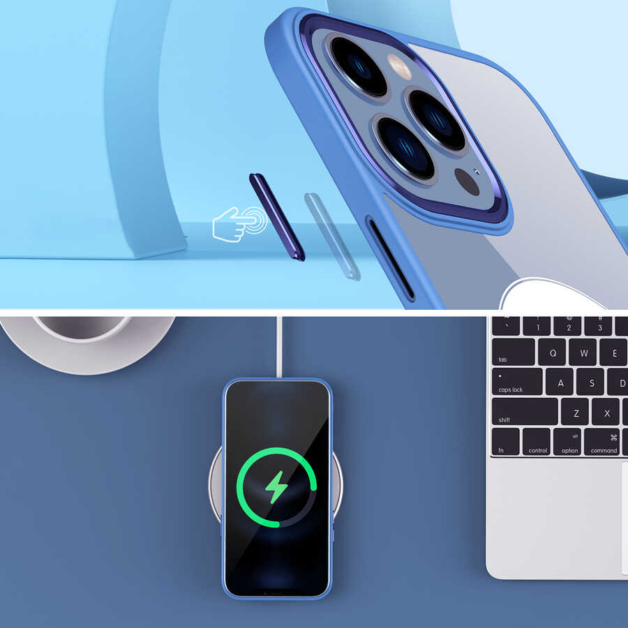 Apple iPhone 13 Pro Uyumlu Kılıf Wireless Şarj Özellikli Zore Krom Magsafe Silikon Kapak - 6