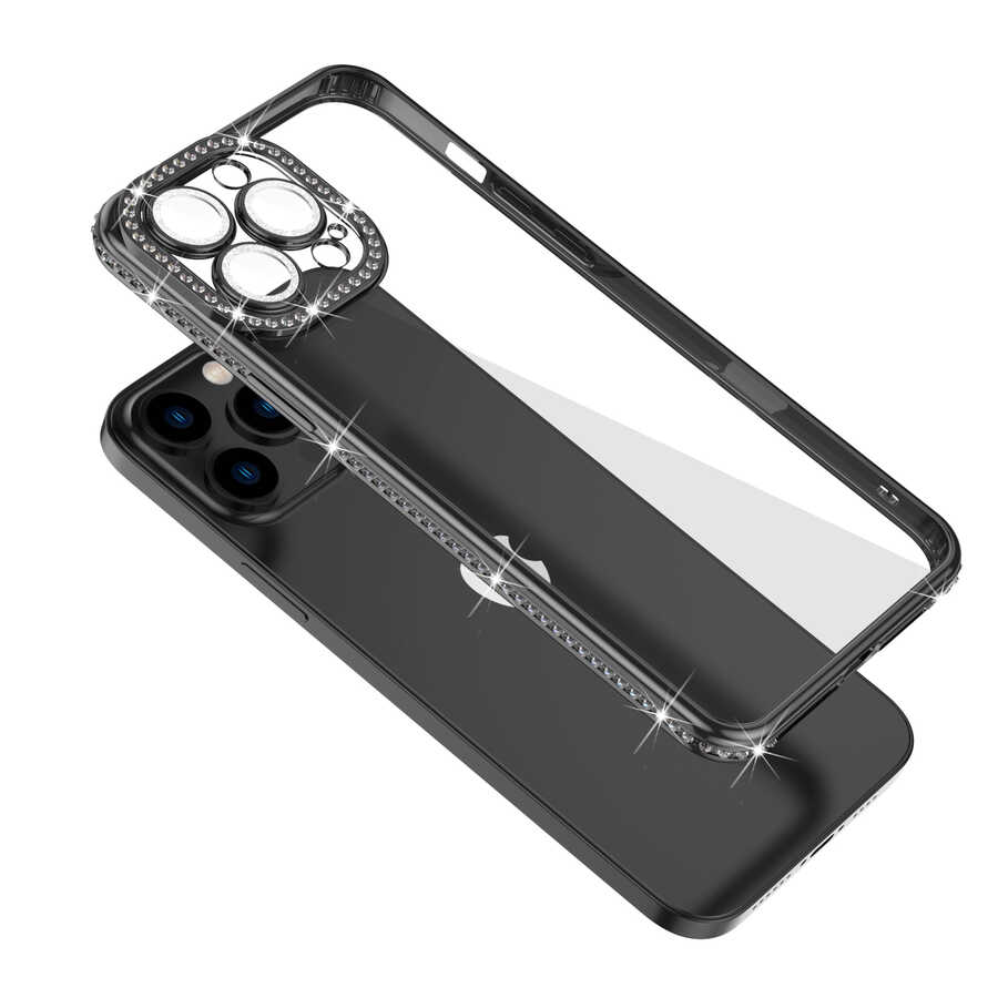Apple iPhone 12 Pro Uyumlu Kılıf Kamera Korumalı Taşlı Zore Mina Kapak - 2