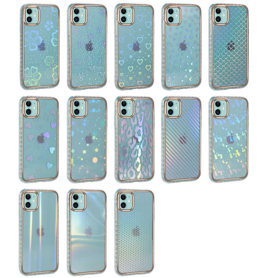 Apple iPhone 11 Uyumlu Kılıf Desenli Parlayan Transparan Zore Avva Kapak - 1