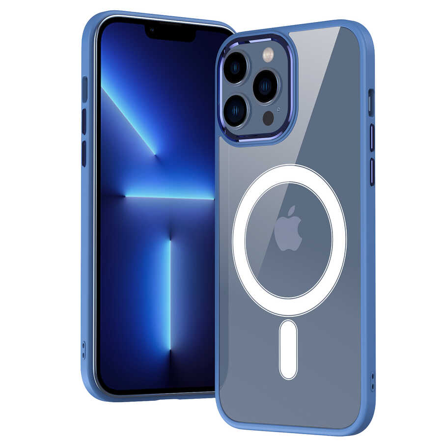 Apple iPhone 14 Pro Uyumlu Kılıf Wireless Şarj Özellikli Zore Krom Magsafe Silikon Kapak - 1