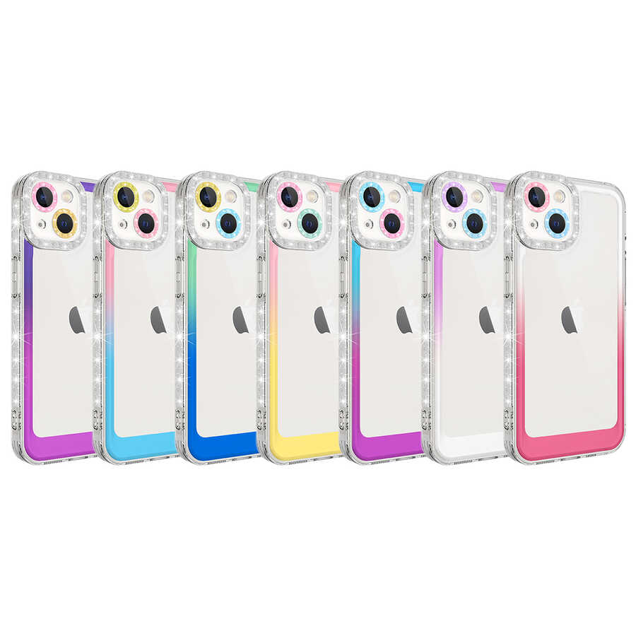 Apple iPhone 14 Plus Uyumlu Kılıf Simli ve Renk Geçiş Tasarımlı Lens Korumalı Zore Park Kapak - 1