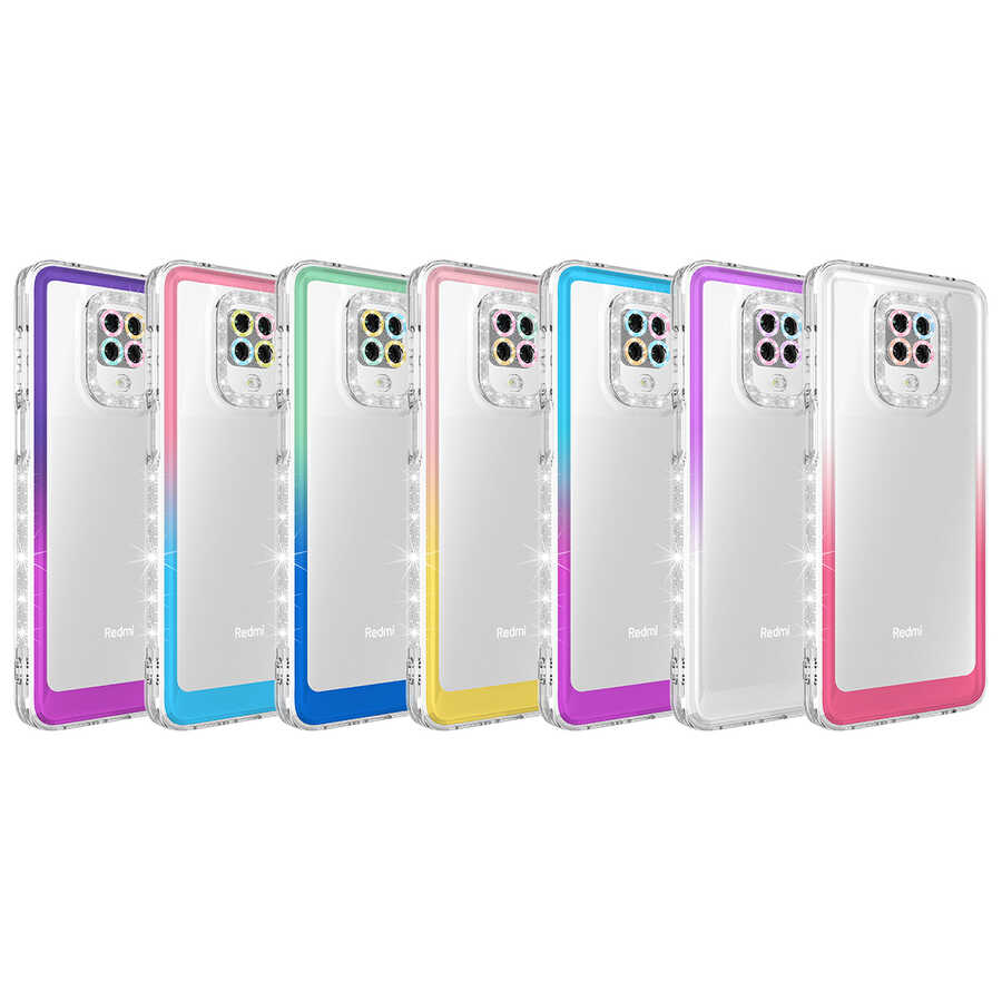 Xiaomi Redmi Note 9 Pro Uyumlu Kılıf Simli ve Renk Geçiş Tasarımlı Lens Korumalı Zore Park Kapak - 1