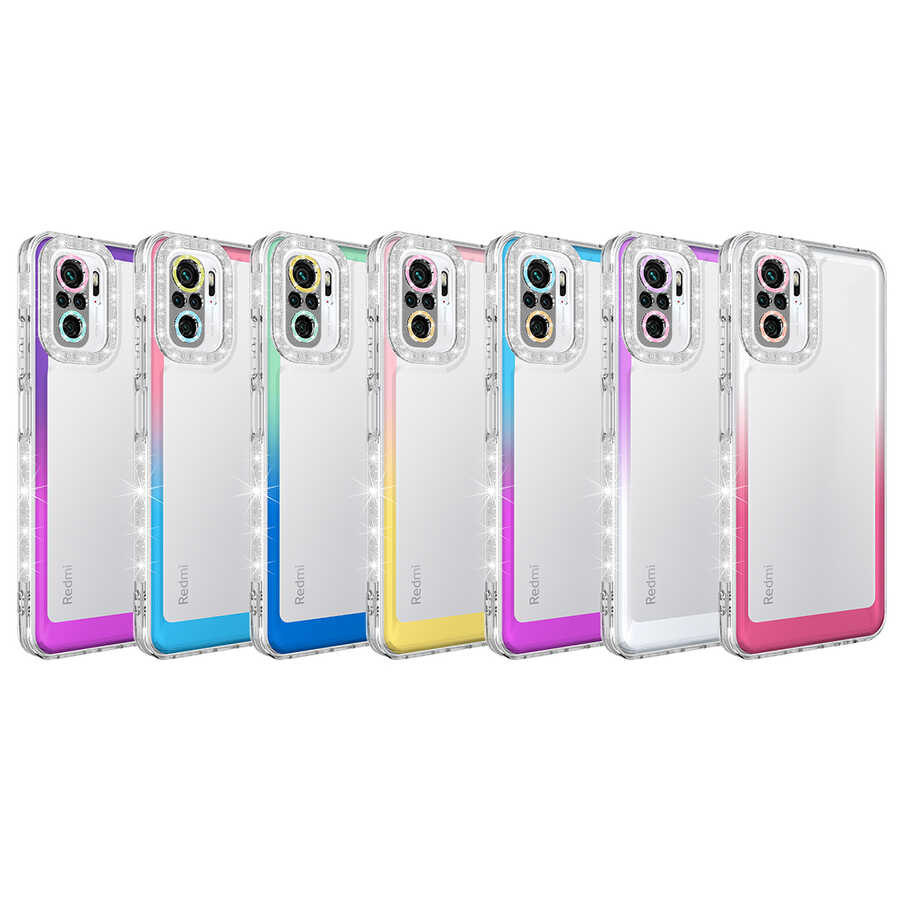 Xiaomi Redmi Note 10 Uyumlu Kılıf Simli ve Renk Geçiş Tasarımlı Lens Korumalı Zore Park Kapak - 1