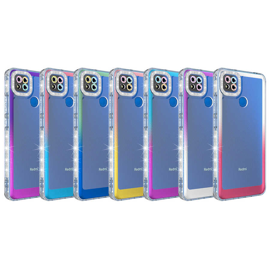 Xiaomi Redmi 9C Uyumlu Kılıf Simli ve Renk Geçiş Tasarımlı Lens Korumalı Zore Park Kapak - 1