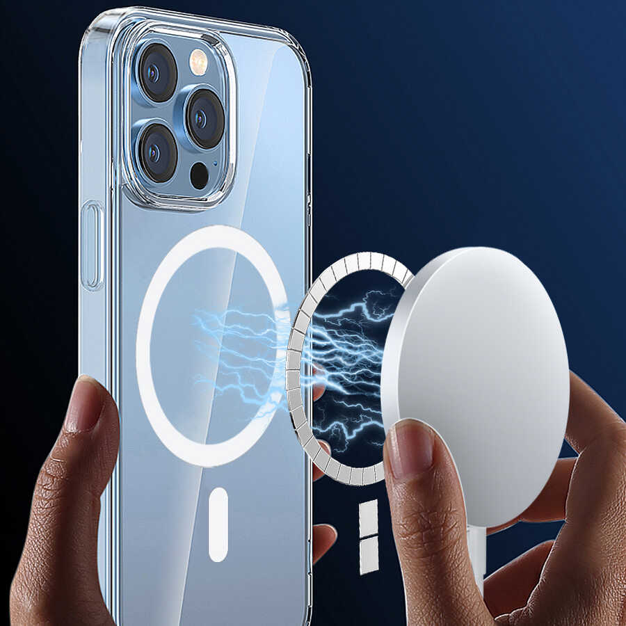 Apple iPhone 14 Plus Uyumlu Wiwu Magsafe Şarj Özellikli Lens Korumalı Şeffaf Silikon Kapak - 7