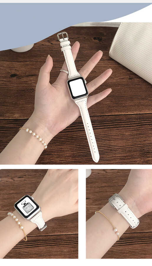 ​​​Apple Watch Ultra 49mm Uyumlu Kordon KRD-28 Deri Strap Kayış - 4