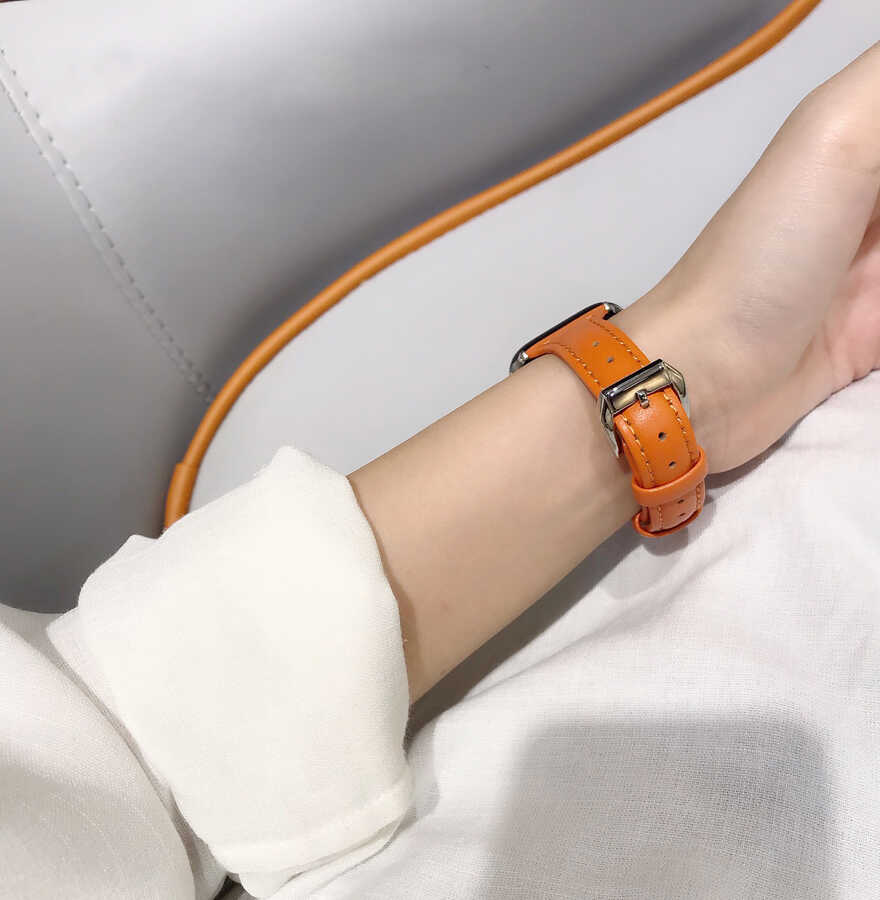 ​​​Apple Watch Ultra 49mm Uyumlu Kordon KRD-28 Deri Strap Kayış - 15