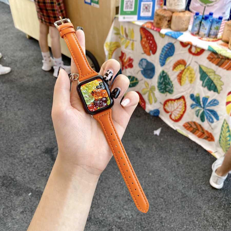 ​​​Apple Watch Ultra 49mm Uyumlu Kordon KRD-28 Deri Strap Kayış - 17