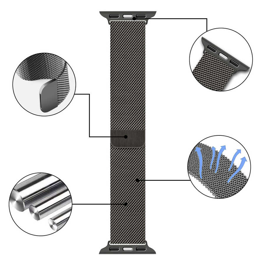 Apple Watch Ultra 49mm Uyumlu Kordon Wiwu Minalo Metal Strap Kayış - 2