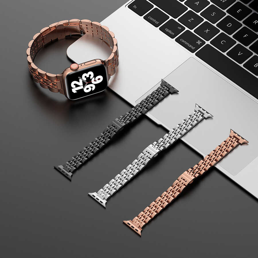 Apple Watch Ultra 49mm Uyumlu Kordon Wiwu Seven Beads Steel Belt Metal Strap Kayış - 4
