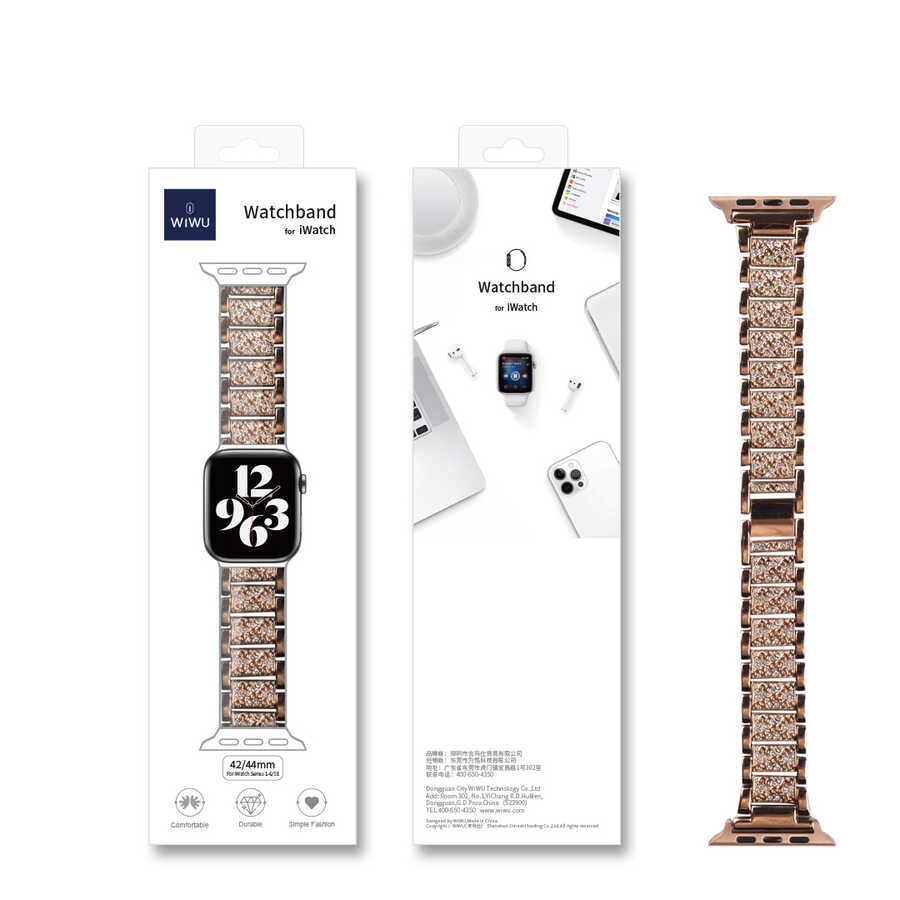 Apple Watch Ultra 49mm Uyumlu Kordon Wiwu Three Beads Set Auger Metal Strap Kayış - 11