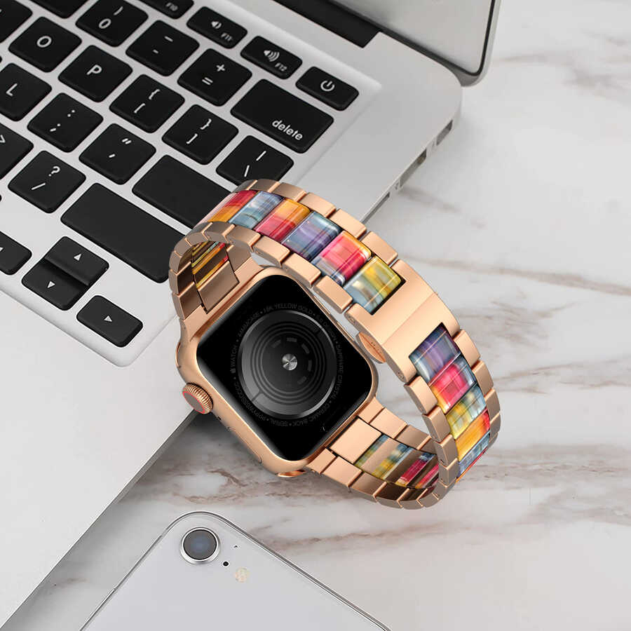 Apple Watch Ultra 49mm Uyumlu Kordon Wiwu Resin Steel Belt Metal Strap Kayış - 3