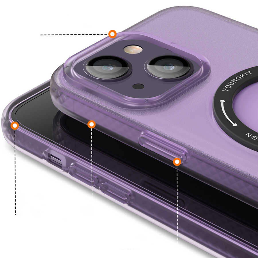 Apple iPhone 14 Uyumlu Kılıf Magsafe Şarj Özellikli Youngkit Rock Serisi Kapak - 2