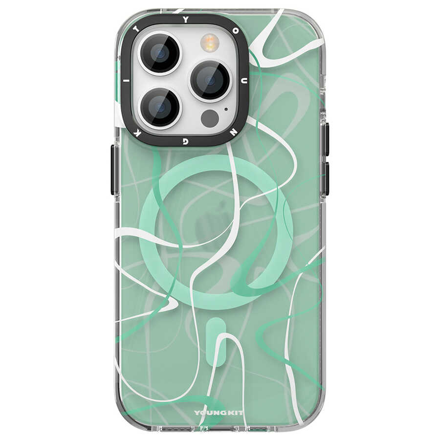 Apple iPhone 14 Pro Max Uyumlu Kılıf Magsafe Şarj Özellikli Youngkit Water-Ink Serisi Kapak - 1