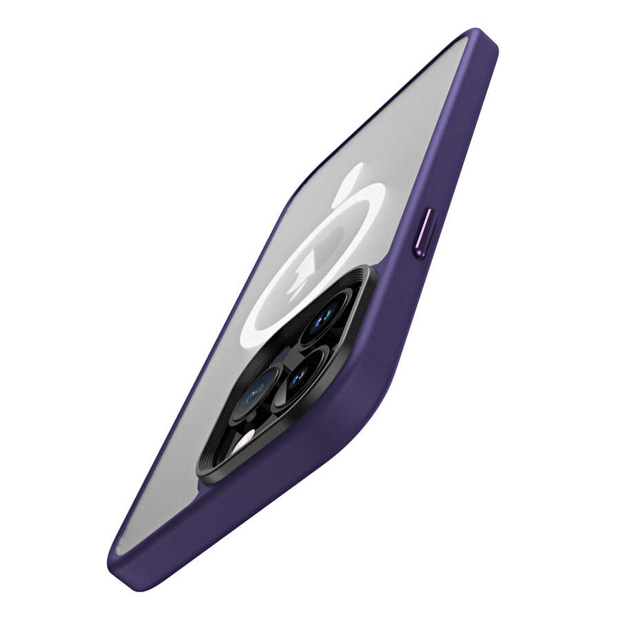 Apple iPhone 13 Pro Uyumlu Kılıf Wireless Şarj Özellikli Zore Hibrit Magsafe Kapak - 5