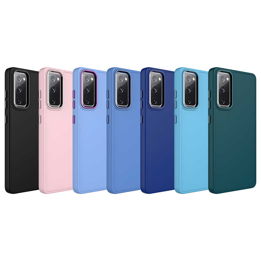 Samsung Galaxy S20 FE Uyumlu Kılıf Metal Çerçeve ve Buton Tasarımlı Silikon Zore Luna Kapak - 1
