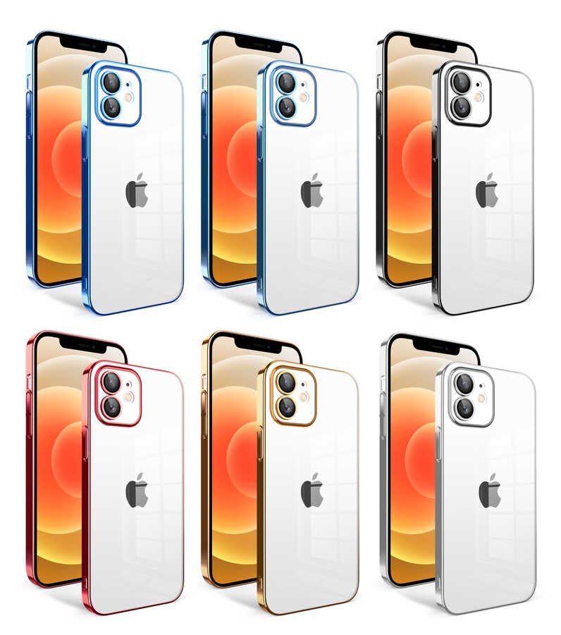 Apple iPhone 12 Uyumlu Kılıf Kamera Korumalı Renkli Çerçeveli Zore Garaj Kapak - 1