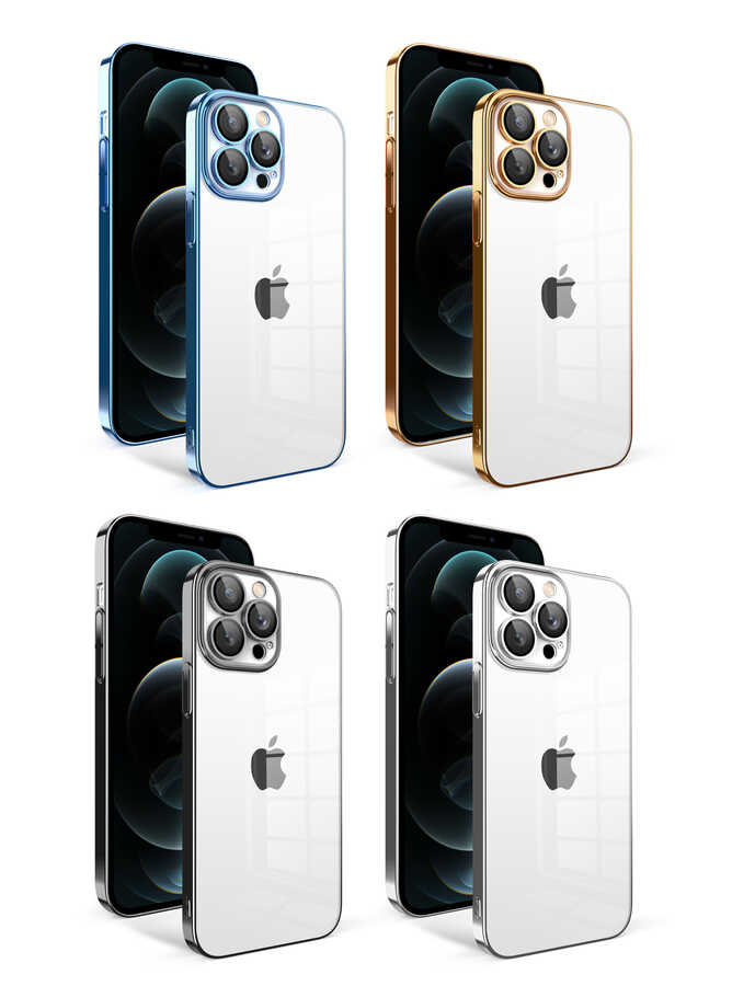 Apple iPhone 12 Pro Max Uyumlu Kılıf Kamera Korumalı Renkli Çerçeveli Zore Garaj Kapak - 1