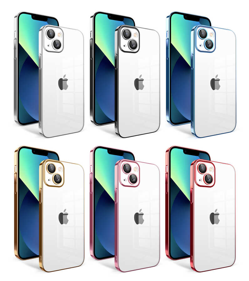 Apple iPhone 13 Uyumlu Kılıf Kamera Korumalı Renkli Çerçeveli Zore Garaj Kapak - 1