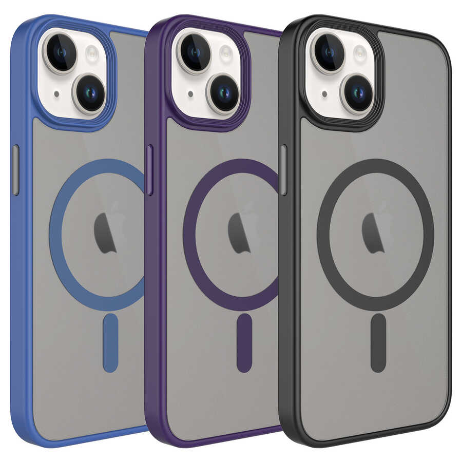 Apple iPhone 14 Uyumlu Kılıf Mat Arka Yüzey Wireless Şarj Özellikli Zore Flet Magsafe Kapak - 1
