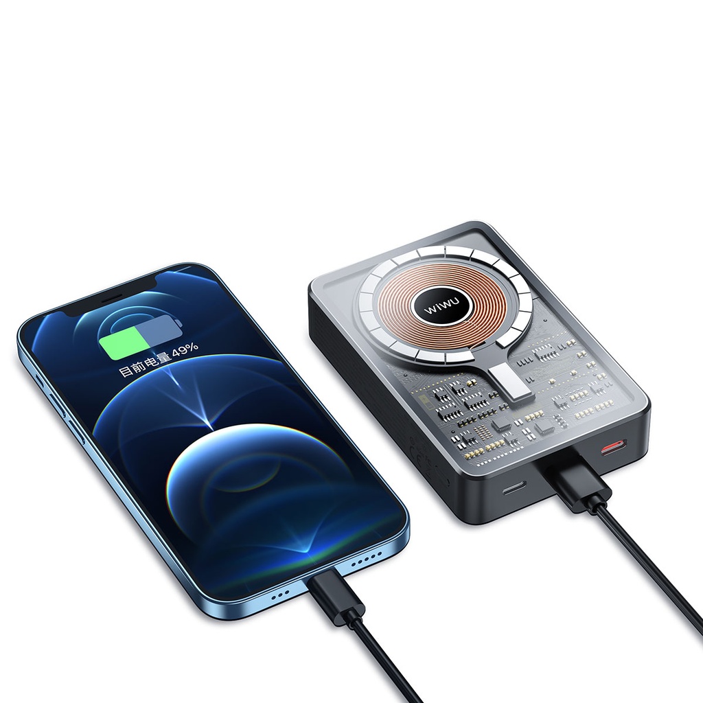 Wiwu JC-21 Hızlı Şarj Özellikli Şarj Göstergeli Standlı Magsafe Wireless Powerbank 22.5W 10000mAh - 2