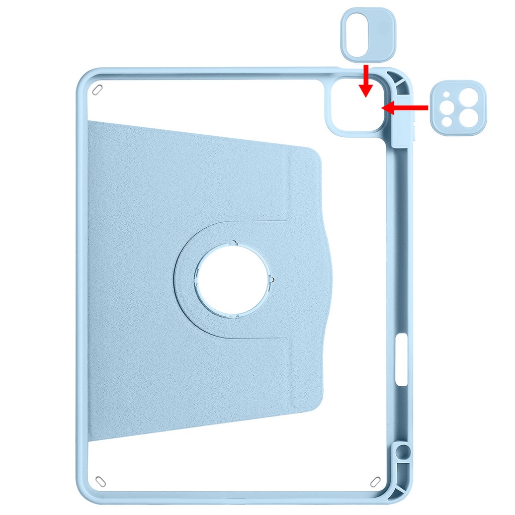 Apple iPad 10.9 2022 Uyumlu (10.Nesil) Kılıf Zore Termik Kalem Bölmeli Dönebilen Standlı Kılıf - 5