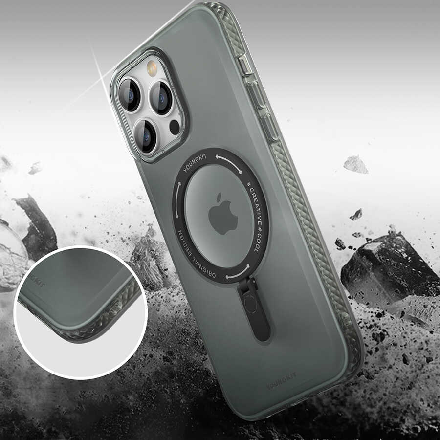 Apple iPhone 13 Pro Uyumlu Kılıf Magsafe Şarj Özellikli Youngkit Rock Serisi Kapak - 5