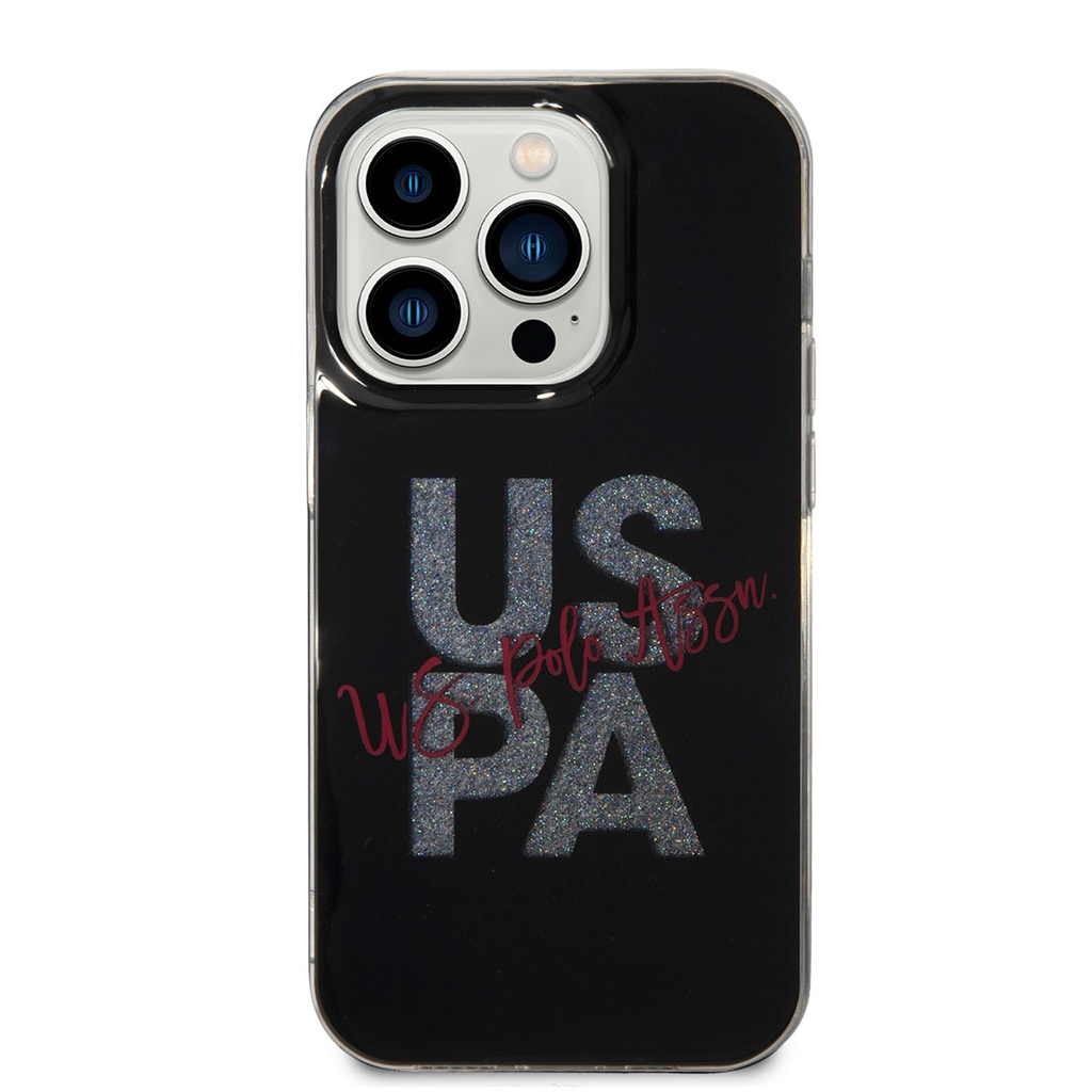 Apple iPhone 14 Pro Max Uyumlu Kılıf U.S. POLO ASSN. Simli Parlak Alfabe Tasarım Kapak - 3