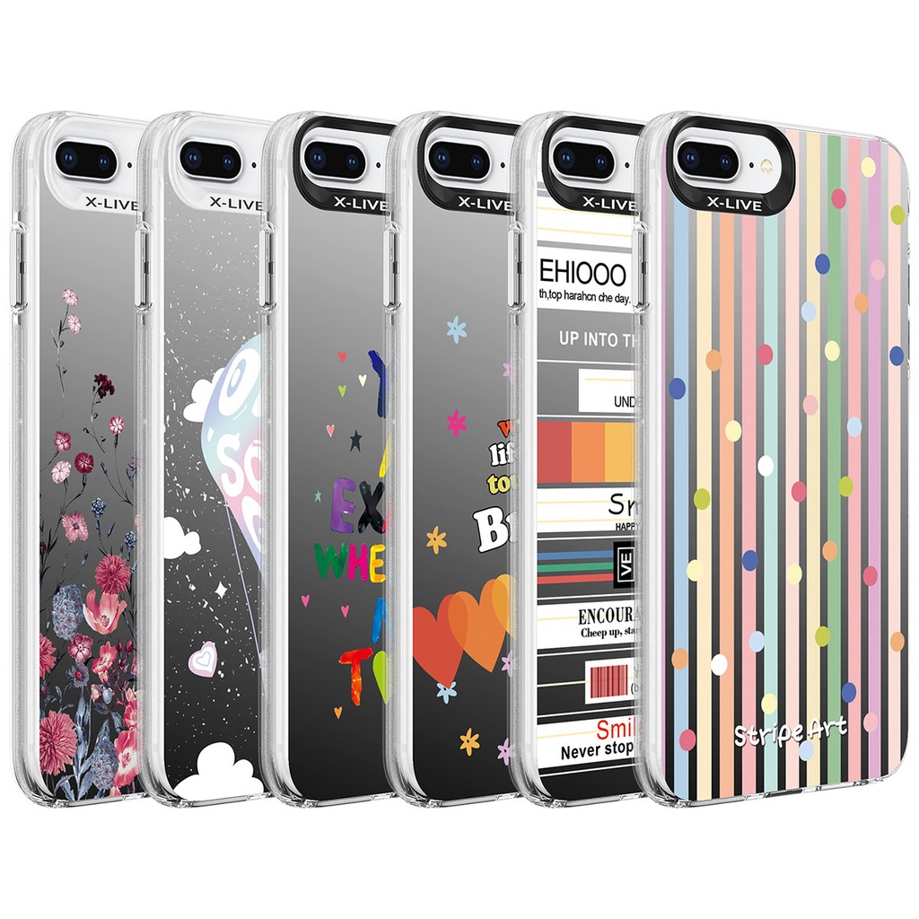 Apple iPhone 8 Plus Uyumlu Kılıf Desenli Zore Silver Sert Kapak - 1