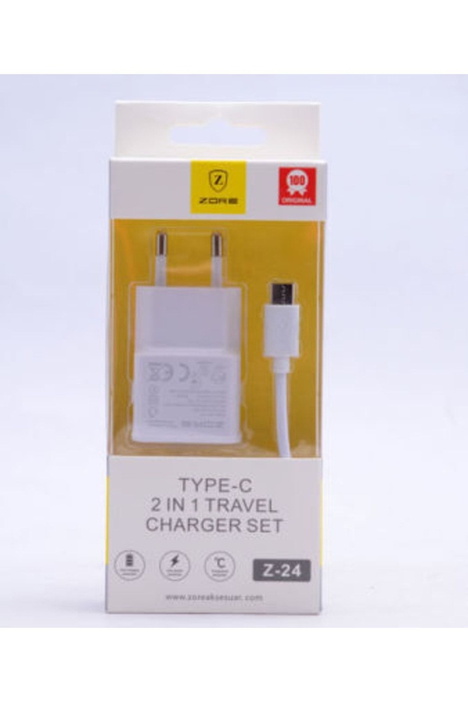 Zore Type-C 2 in 1 Ev Şarj Seti Z-24