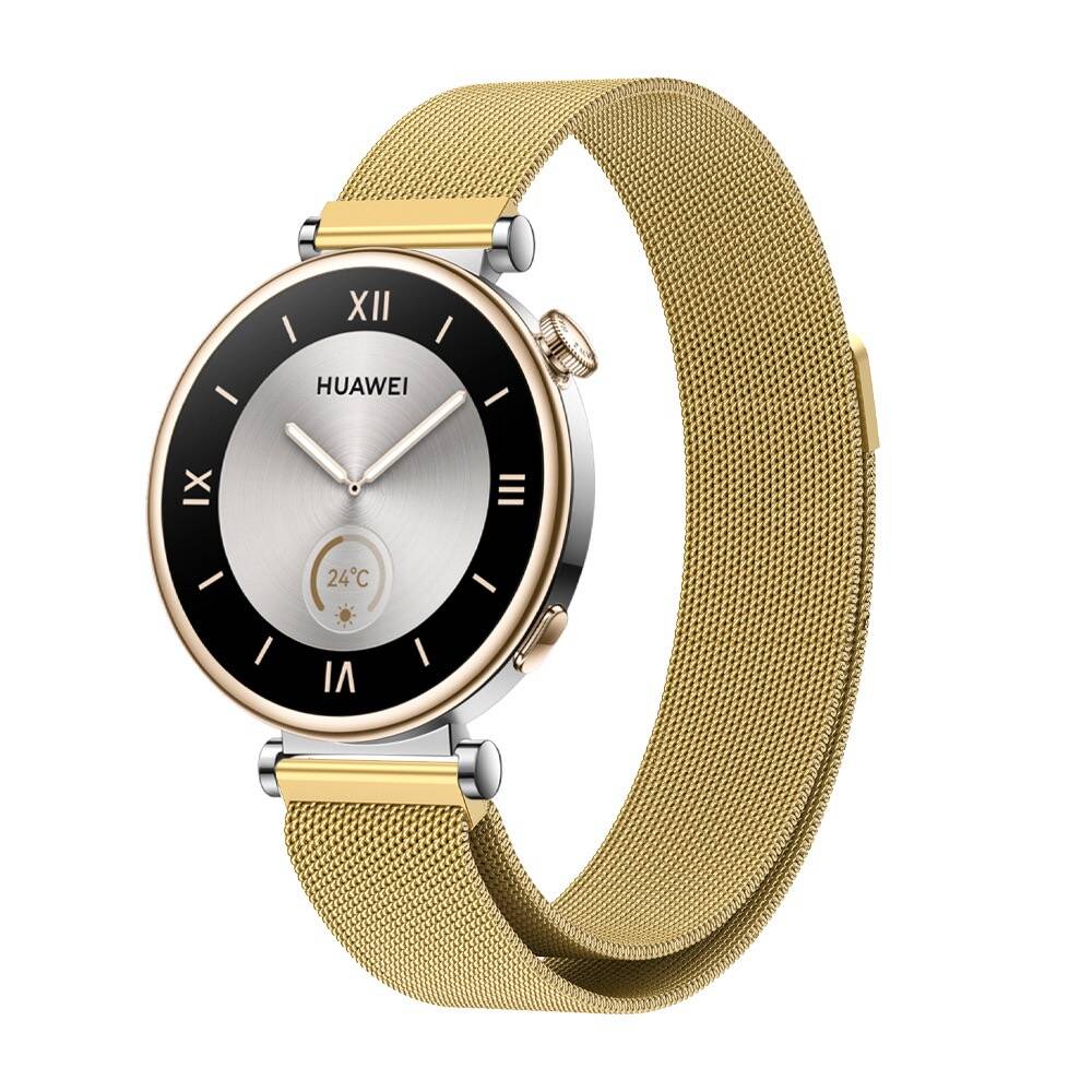 Huawei Watch GT 4 41mm 18mm Uyumlu Kordon Hasır Metal Mıknatıslı Örgü Zore KRD-01 Kayış