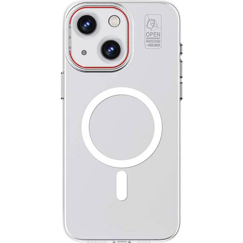 Apple iPhone 15 Uyumlu Kılıf M-safe Şarj Özellikli Standlı Metal Kamera Çerçeveli Mat Recci Glaze Serisi Kapak