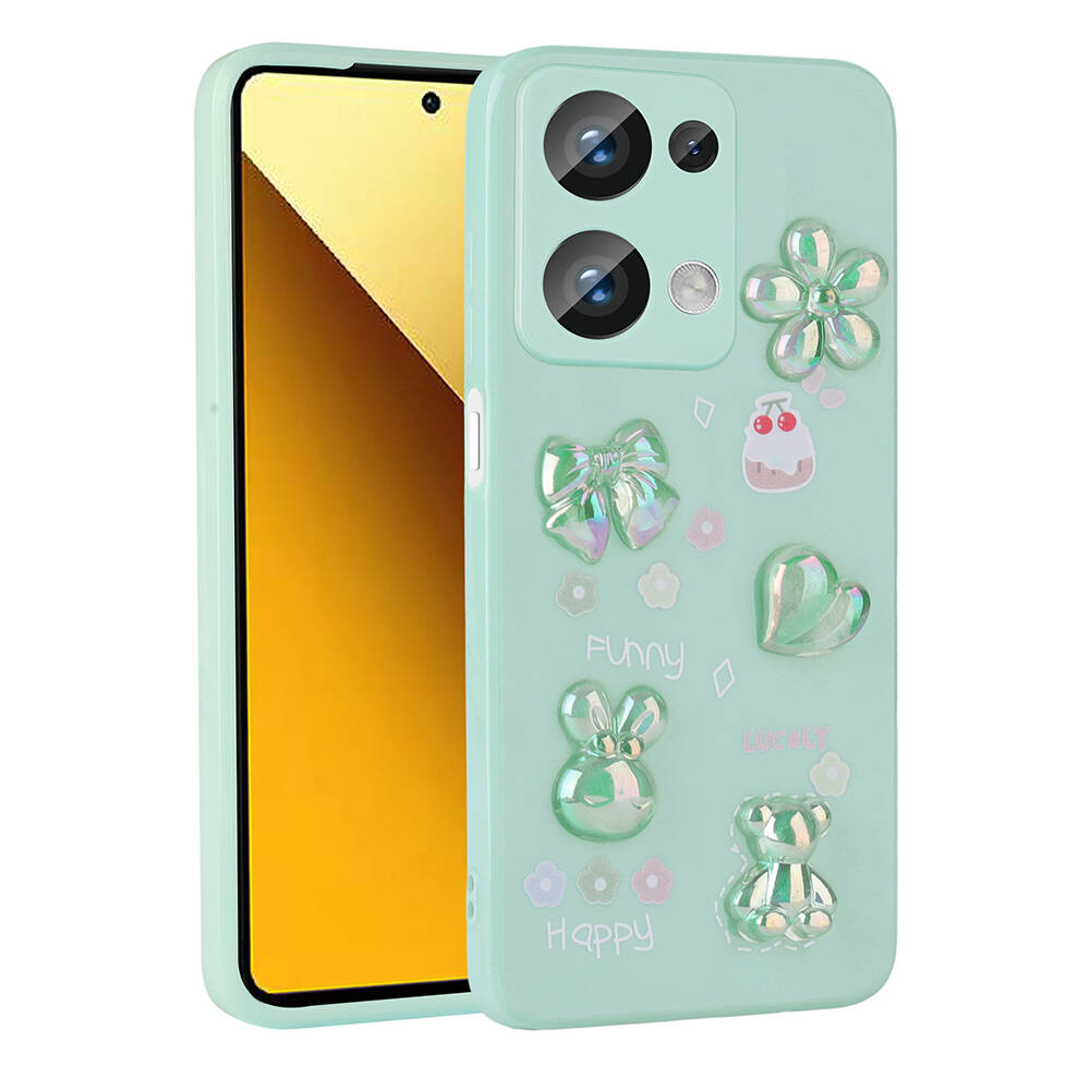 Xiaomi Poco M6 Pro 4G Uyumlu Kılıf Kabartma Figürlü Parlak Zore Toys Silikon Kapak