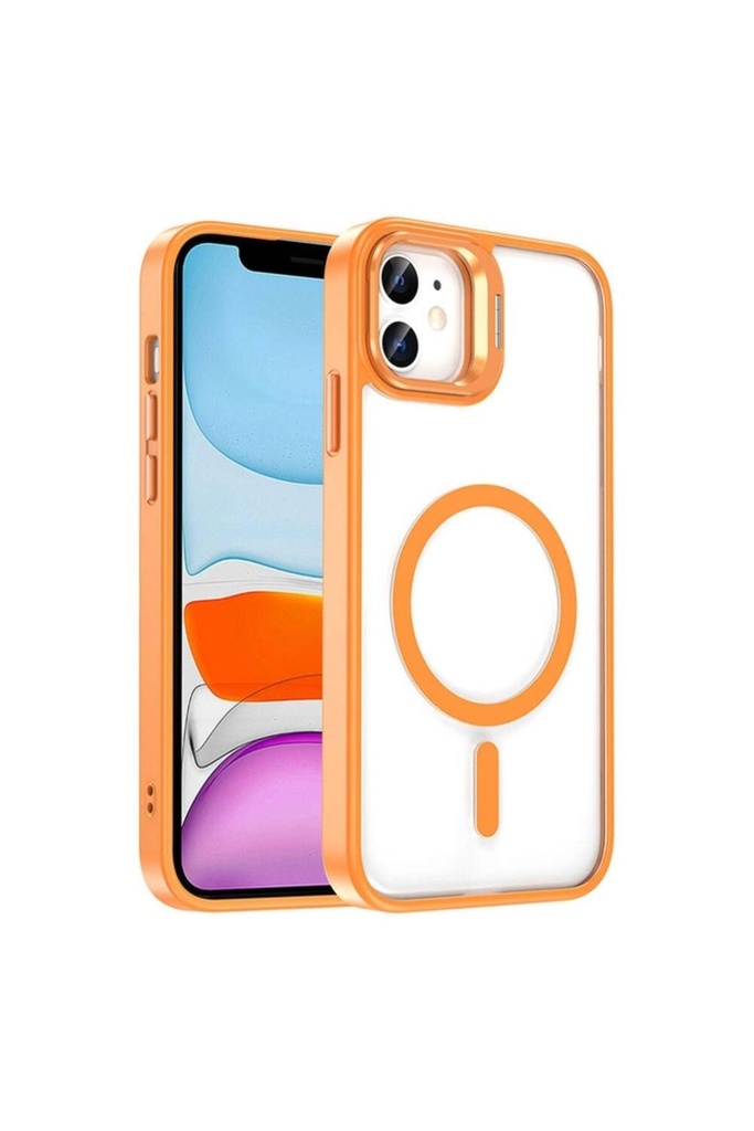Apple iPhone 11 Uyumlu Kılıf M-safe Şarj Özellikli Standlı Zore M-safe Klon Lensli Kapak