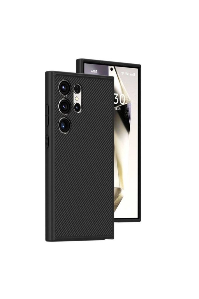 Samsung Galaxy S24 Ultra Uyumlu Kılıf M-safe Şarj Özellikli Karbon Fiber Görünümlü Zore T-Karbon Kapak
