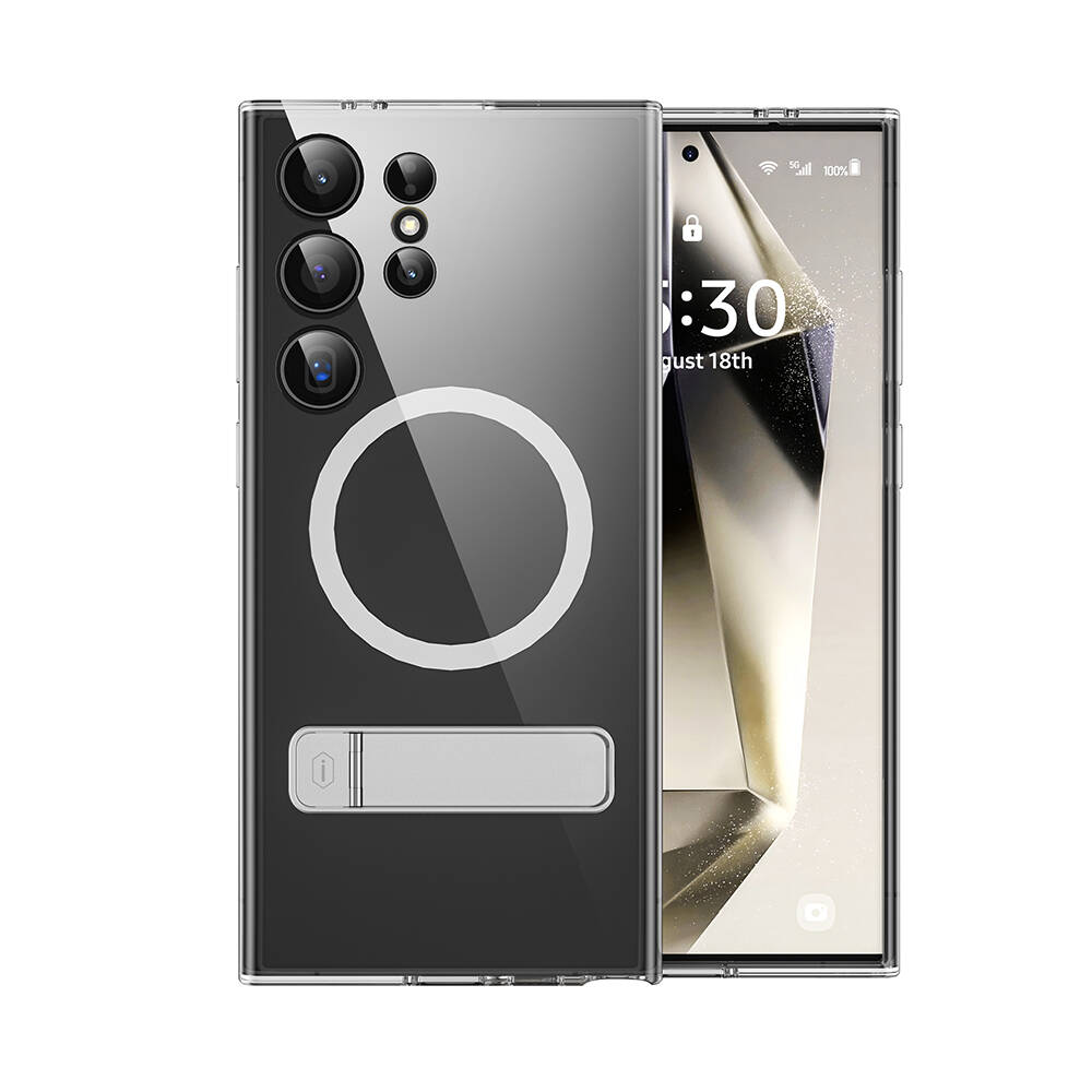 Samsung Galaxy S24 Ultra Uyumlu Kılıf M-safe Şarj Özellikli Kamera Korumalı Standlı Wiwu KCC-025 Aurora Serisi Kapak