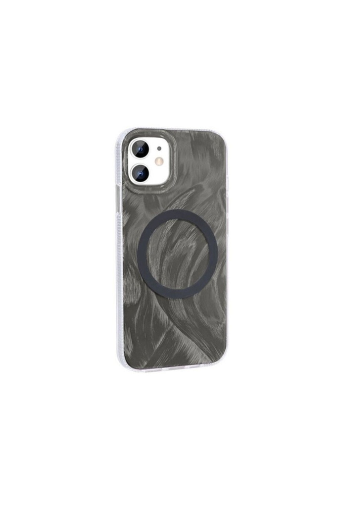 Apple iPhone 11 Uyumlu Kılıf M-safe Şarj Özellikli Fırça Boya Desenli Zore Palet Kapak