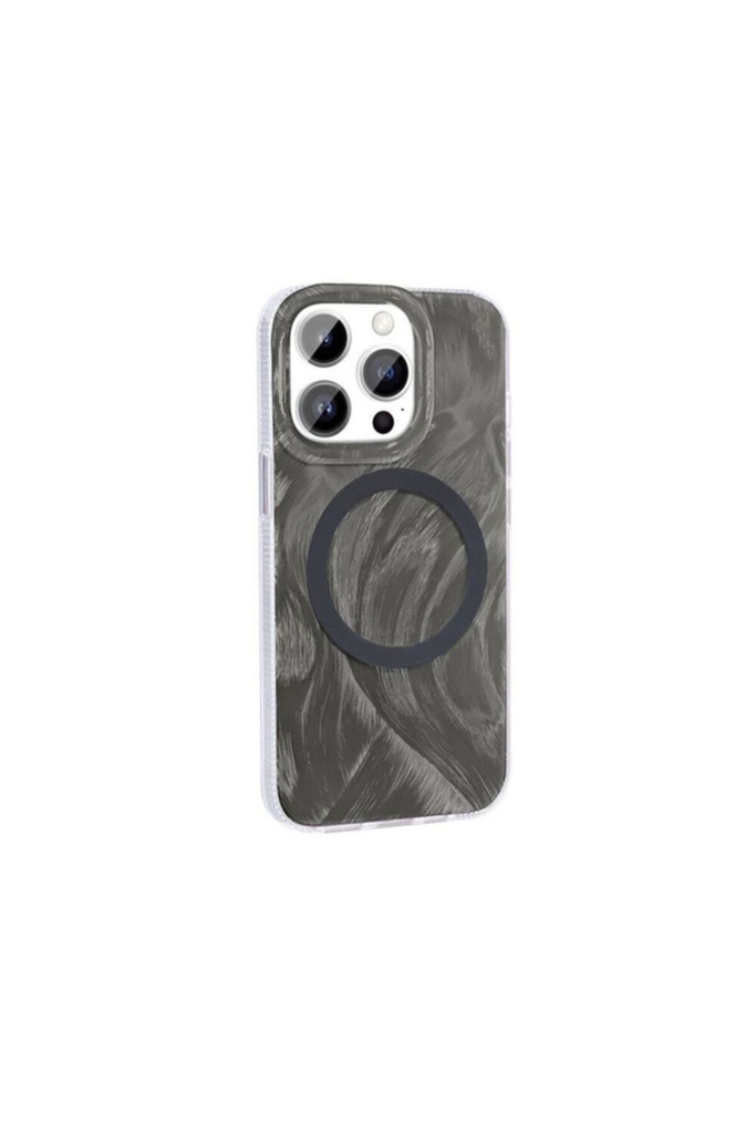 Apple iPhone 14 Pro Max Uyumlu Kılıf M-safe Şarj Özellikli Fırça Boya Desenli Zore Palet Kapak